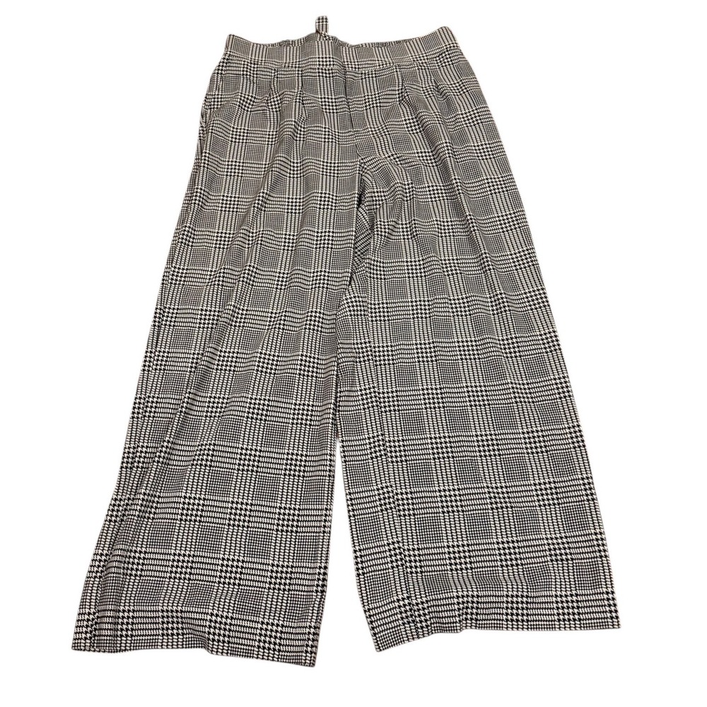 Torrid Womens 20 Wide Leg Pants Black White Houndstooth Glen Plaid High Rise